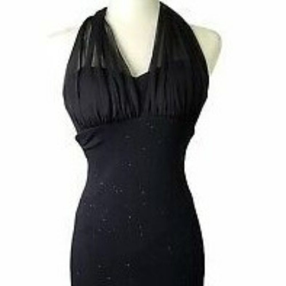Betsy & Adam Halter Top Black Formal Dress